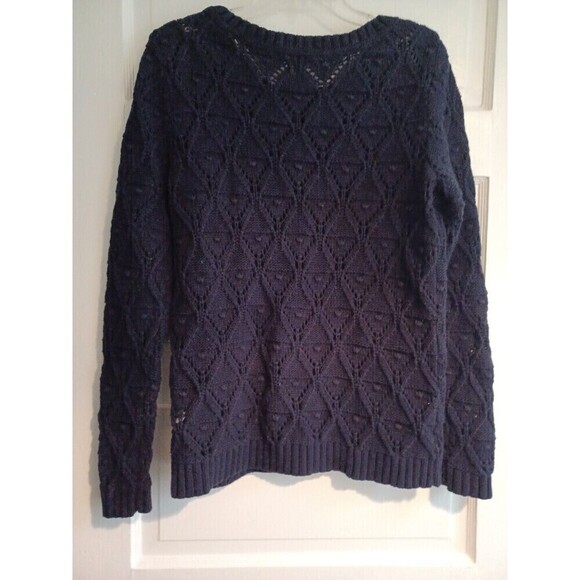 Tommy Hilfiger navy textured knit sweater womens S chunky loose weave pullover - Picture 11 of 13